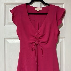Hot Pink Flutter Sleeve Dress Size Small Bow Detail